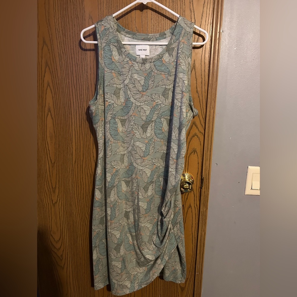 Nine West Floral Print Dress - Green and Orange